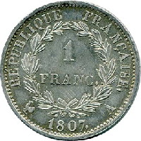 2fr - 1fr - 1/2fr et 1/4fr type "tête de nègre" de 1807A